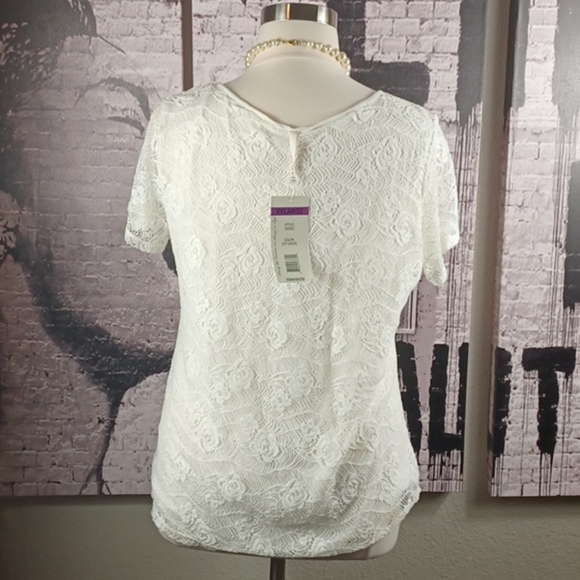 ❤️4/$20❤️  Leo & Nicole Off White Lace Blouse - Picture 3 of 6